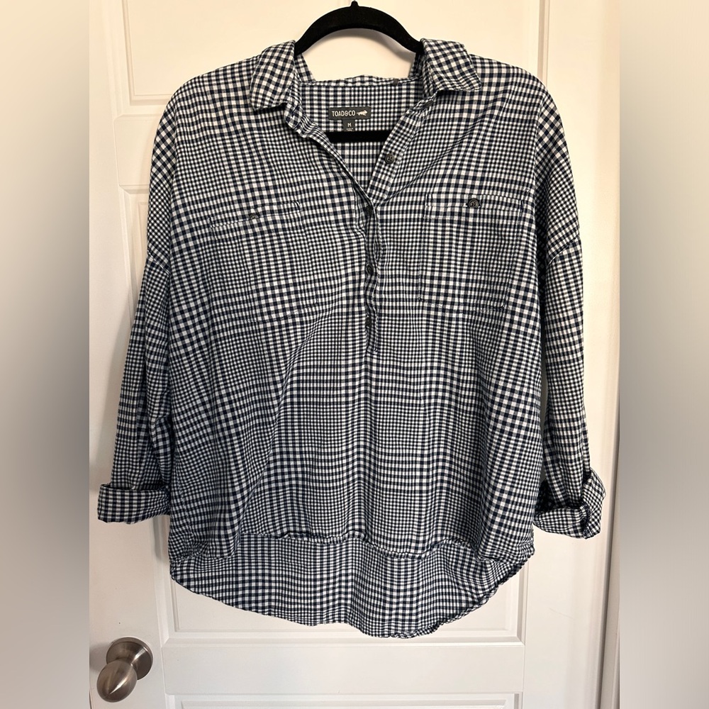 Toad and Co‎ Blue Gingham ORGANIC Cotton shirt Women’s Size M